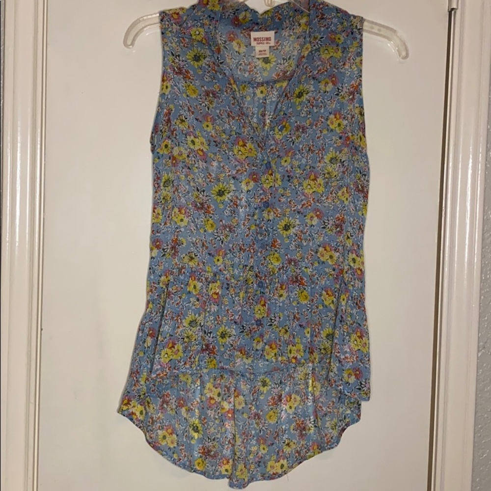 Sheer floral button up top